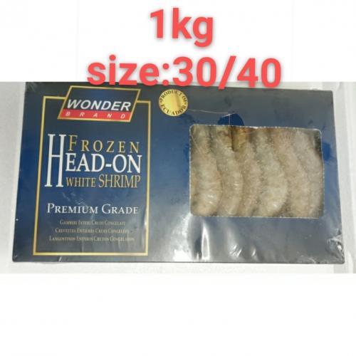 WONDER 冷冻南美白虾(基围虾) 30/40 带头带壳 1 kg